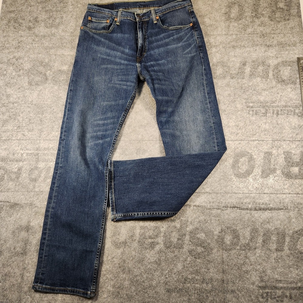 Levis 505 Jeans Mens 33x31 Blue Medium Wash Cotton Stretch Straight Fit